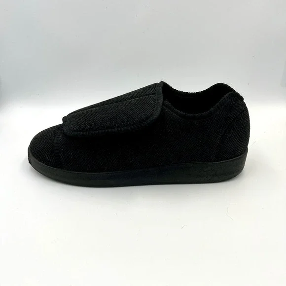 Silverts Slippers Shoes Mens 8 Womens 10 Extra Wide Easy Hook Loop SV15100 Black - Picture 14 of 16